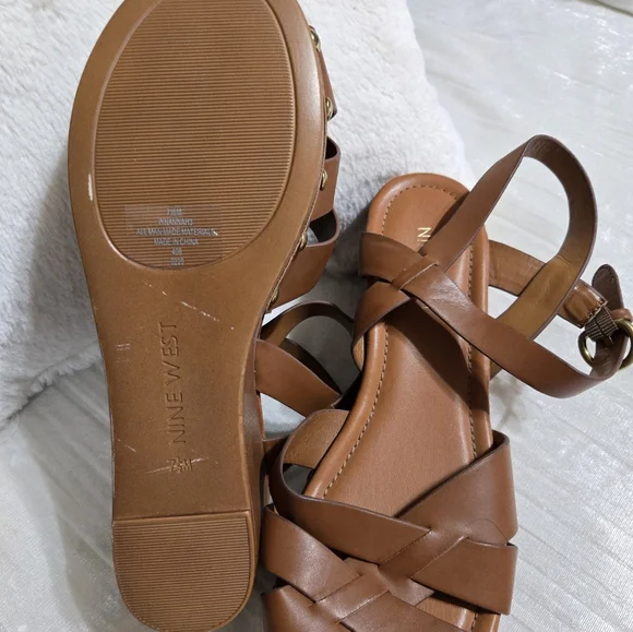 Women's Tan Wedge Sandals By Nine West Size 7 1/2. Never Worn!! NWOB! - Picture 4 of 5